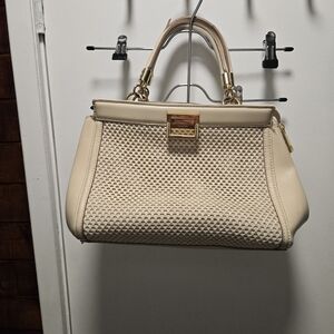Aldo Cream Woven Top-Handle Satchel